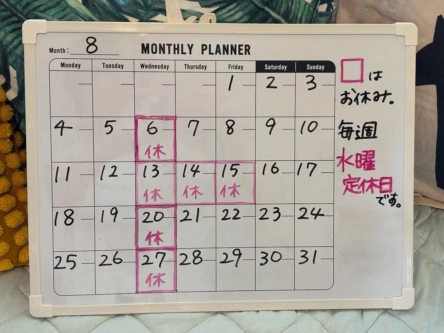 遅くなりましたが今月の予定です🍉